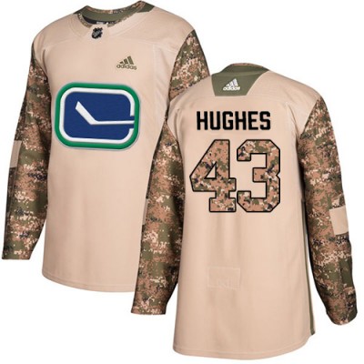 Adidas Vancouver Canucks #43 Quinn Hughes Camo Authentic 2017 Veterans Day Stitched NHL Jersey